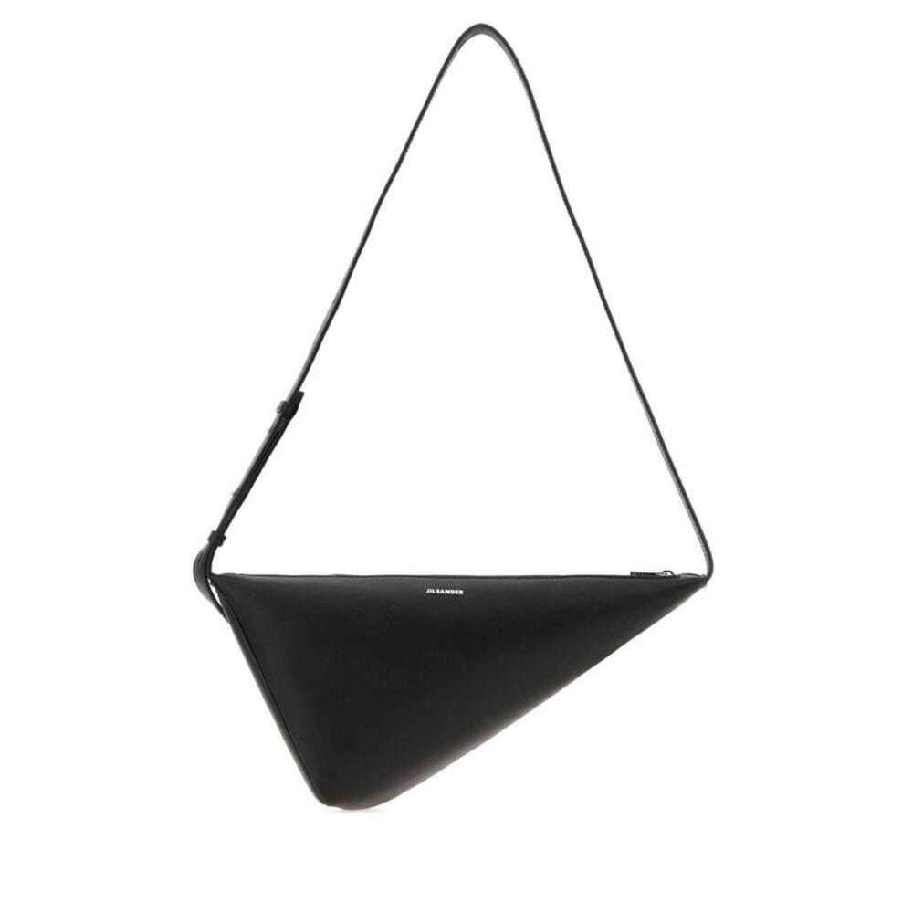 Jil Sander Men Black Leather Triangle Crossbody Bag